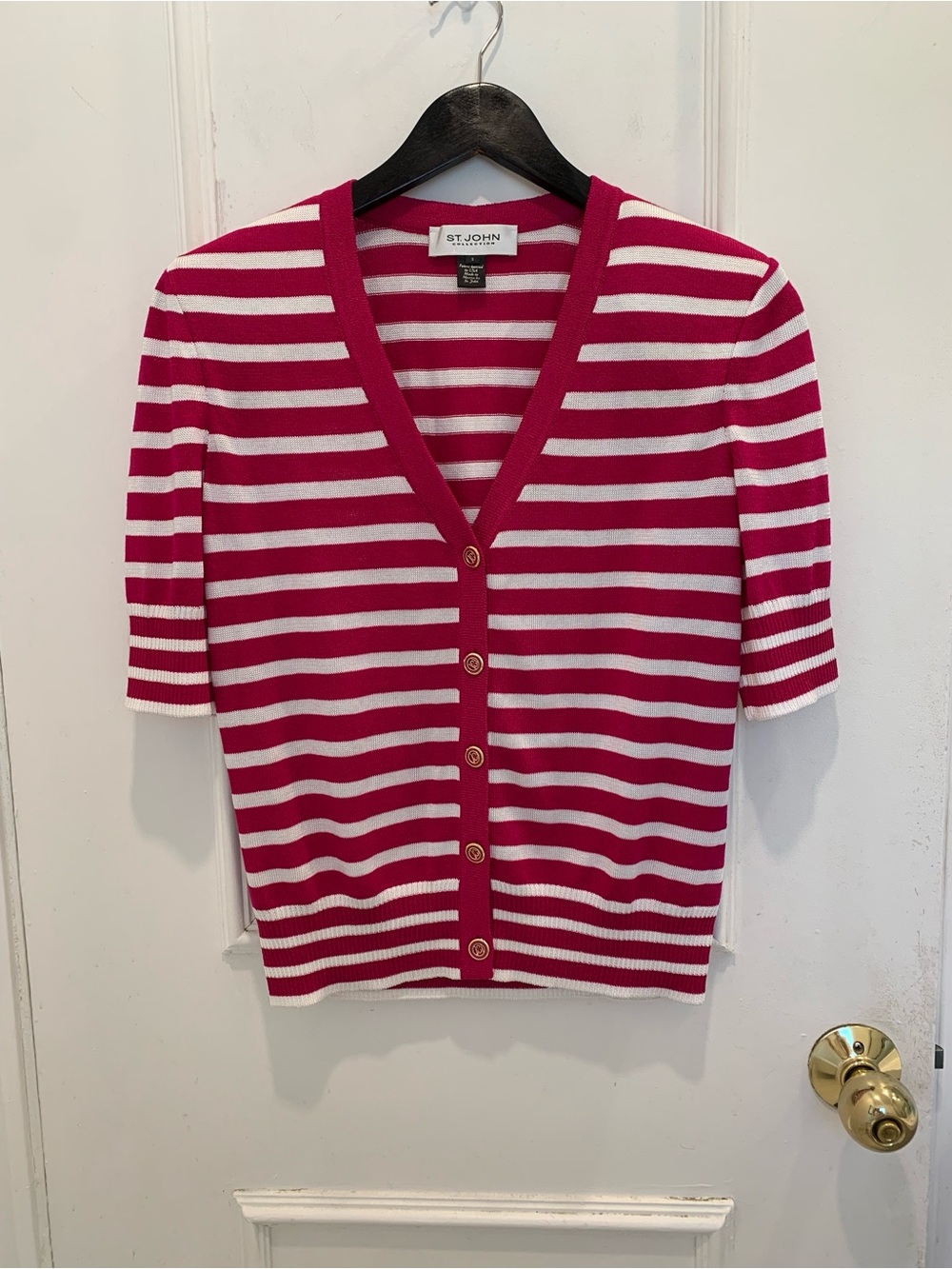 St. John Collection striped cardigan. Size Small